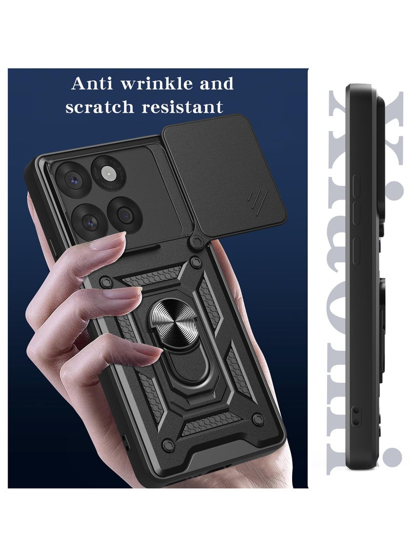 for Motorola Edge 60 Fusion Case Cover, Slide Camera Lens Cover, Magnetic Ring Holder Kickstand Protective Phone Case for Motorola Edge 60 Fusion, Black.  - Image 5