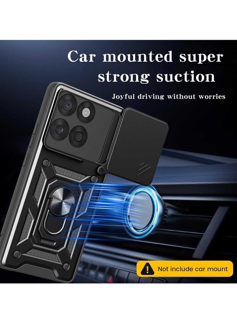 for Motorola Edge 60 Fusion Case Cover, Slide Camera Lens Cover, Magnetic Ring Holder Kickstand Protective Phone Case for Motorola Edge 60 Fusion, Black.  - Image 2