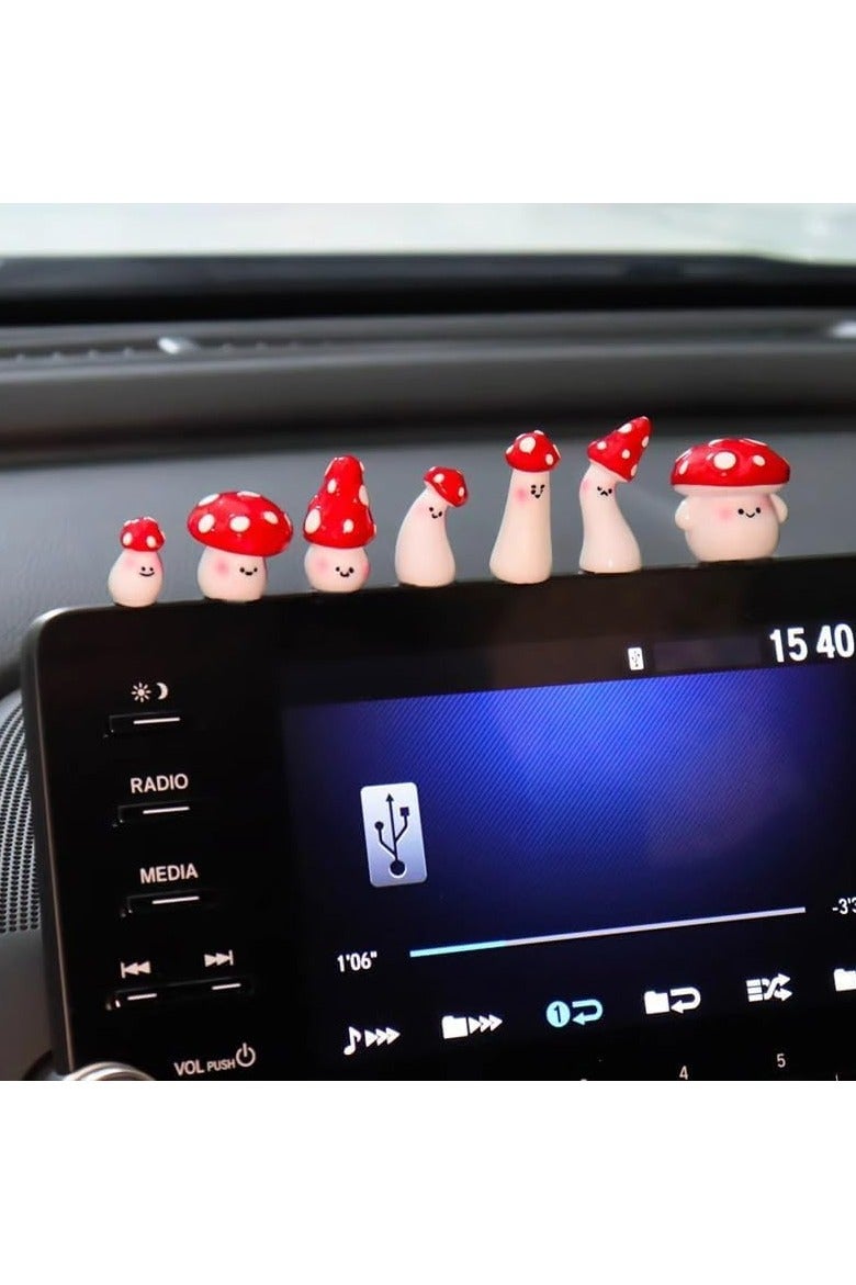 general Car dashboard decoration, mini mushroom ornament, cute red fungus ornament, for car interior, home, garden, interesting gift for women - Image 1