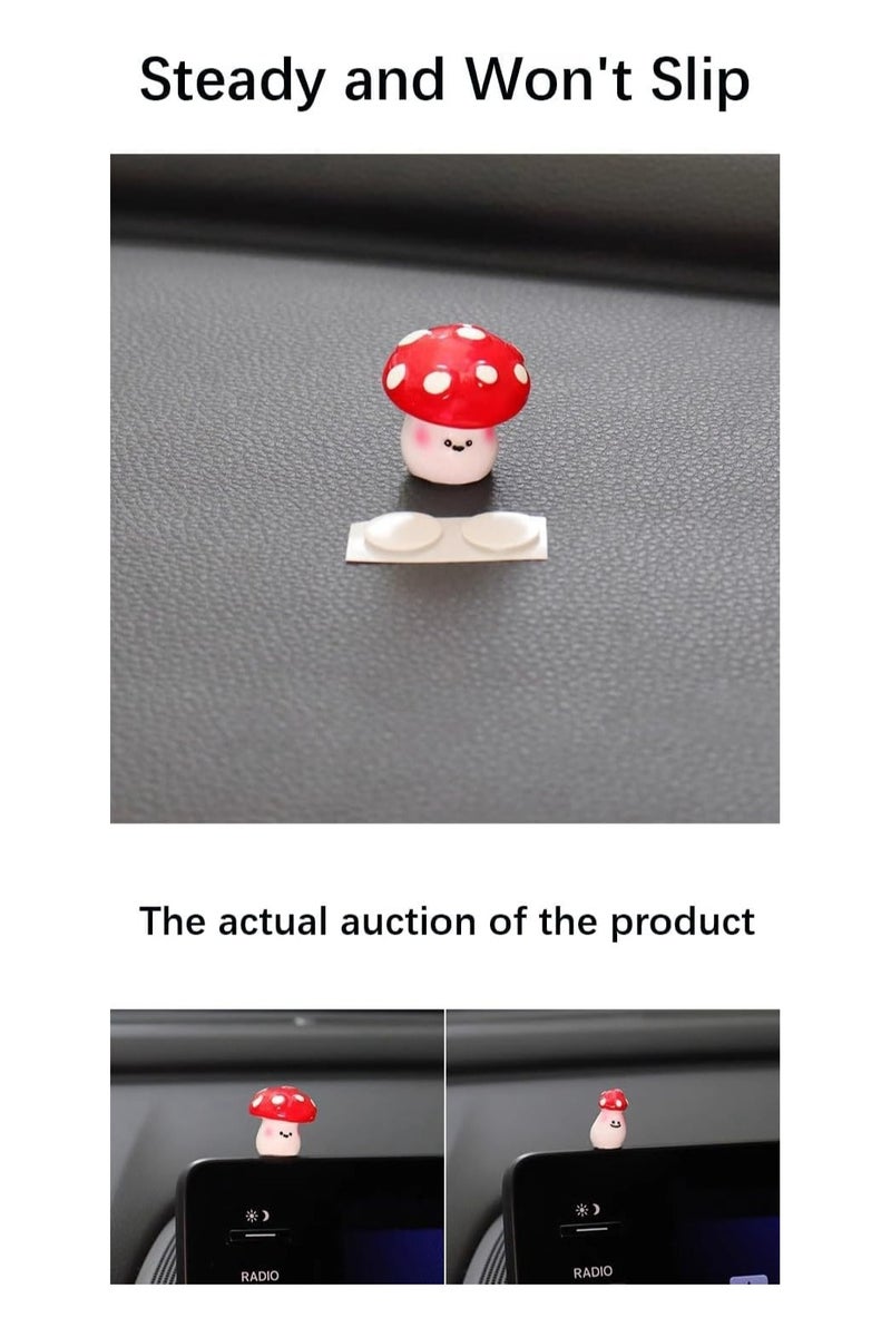 general Car dashboard decoration, mini mushroom ornament, cute red fungus ornament, for car interior, home, garden, interesting gift for women - Image 4