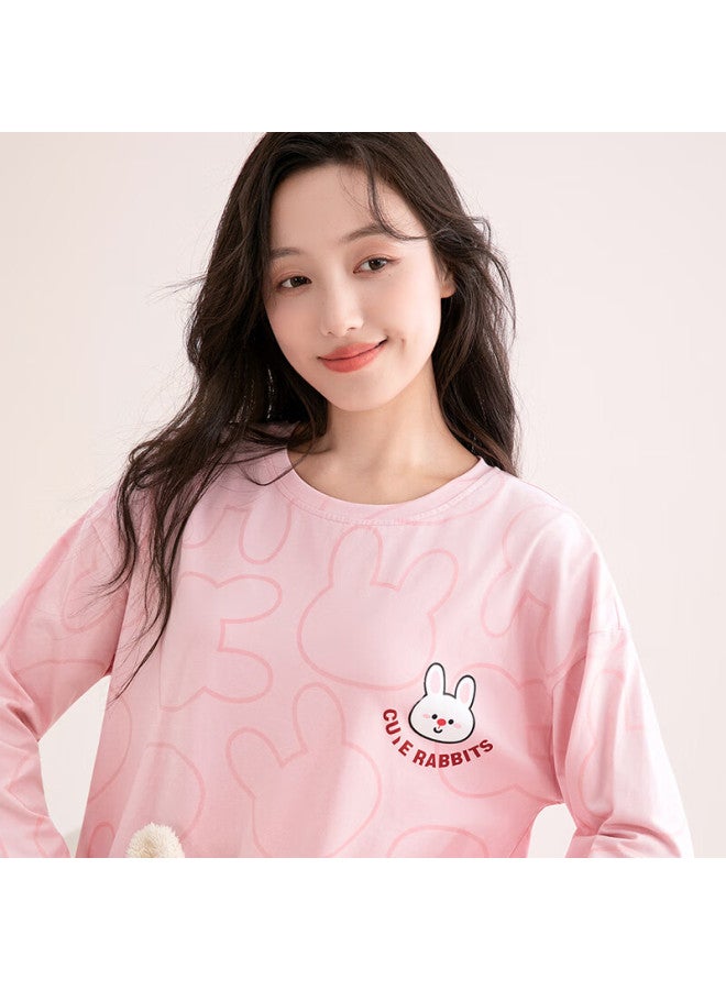 Fenton Fenteng Women's Pajamas, 100% Pure Cotton Comfortable, Autumn New Product, Soft Rabbit Pattern, Casual Wearable Loungewear For Ladies - Image 4