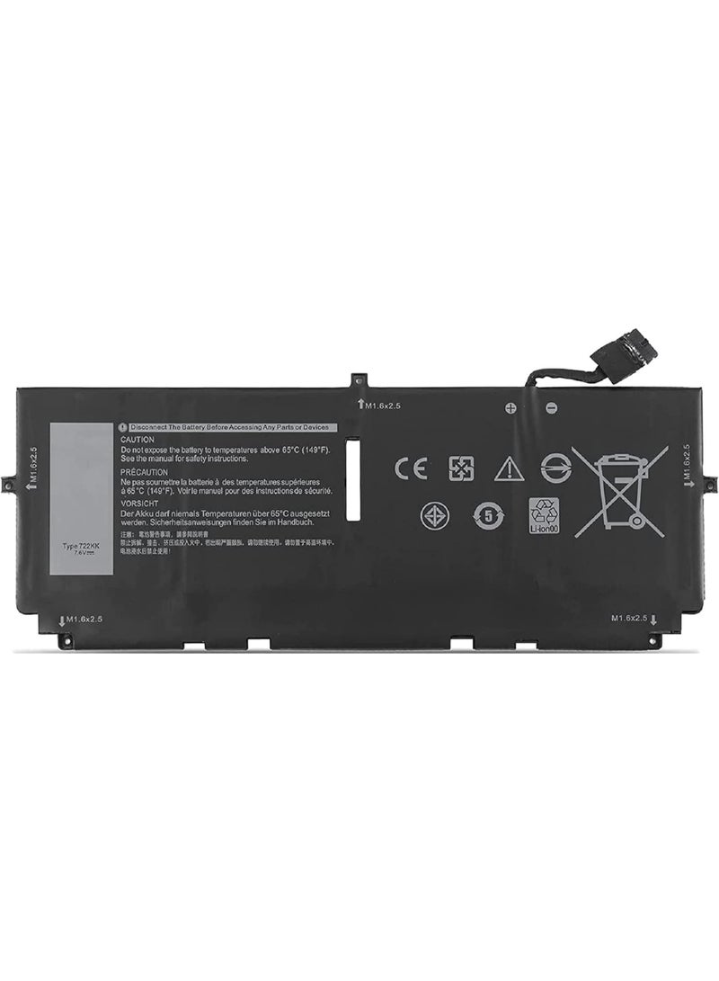 722KK Battery Compatible for Dell FP86V 0FP86V 0WN0N0 WN0N0 02XXFW 2XXFW P117G002 P117G001 P117G FP86V 2ICP4/60/80-2 Dell XPS 13 9300 2020 Series, - Image 1