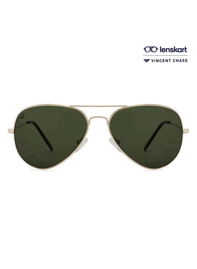 VINCENT CHASE Unisex Top Guns Full Rim Aviator Polarized & UV Protected Sunglasses For Men & Women VC 5158/P - 57mm - Gold - Image 1