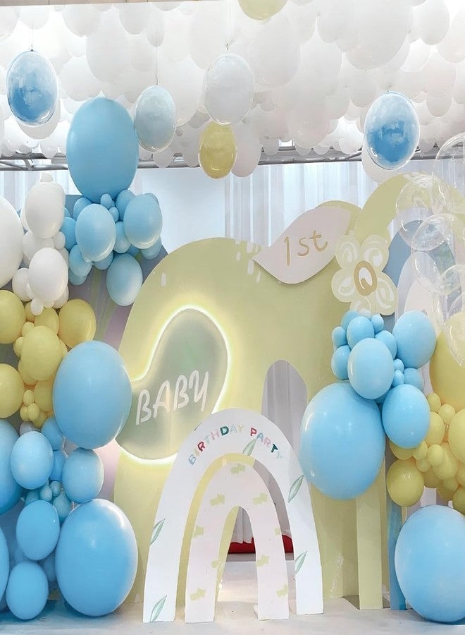 MEBAY Blue Yellow White Balloon Garland Arch Kit, 155Pcs Latex Balloons Different Size 18 12 10 5 inch for Birthday Baby Shower Wedding Anniversary Party - Image 4