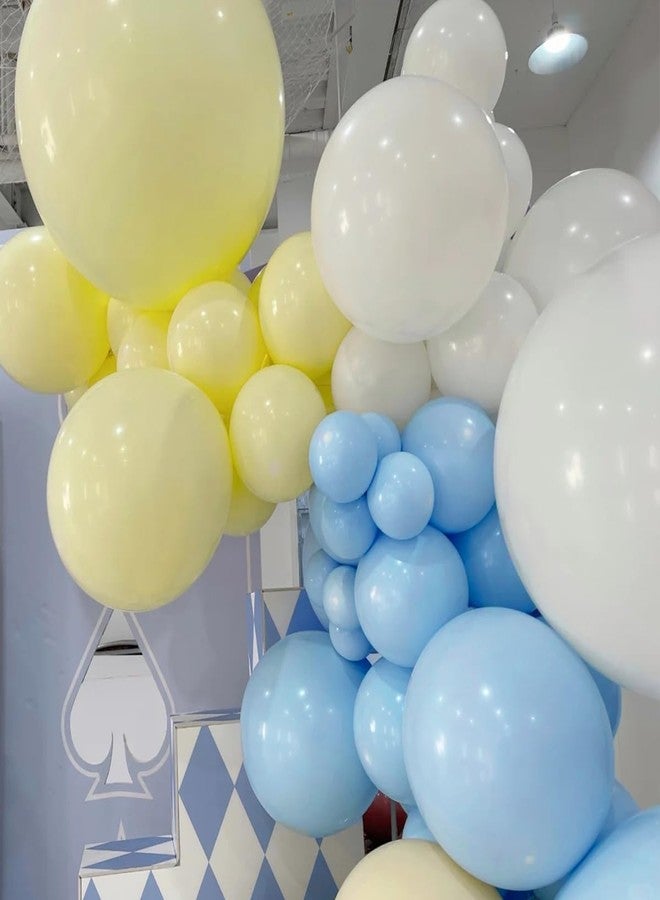 MEBAY Blue Yellow White Balloon Garland Arch Kit, 155Pcs Latex Balloons Different Size 18 12 10 5 inch for Birthday Baby Shower Wedding Anniversary Party - Image 3
