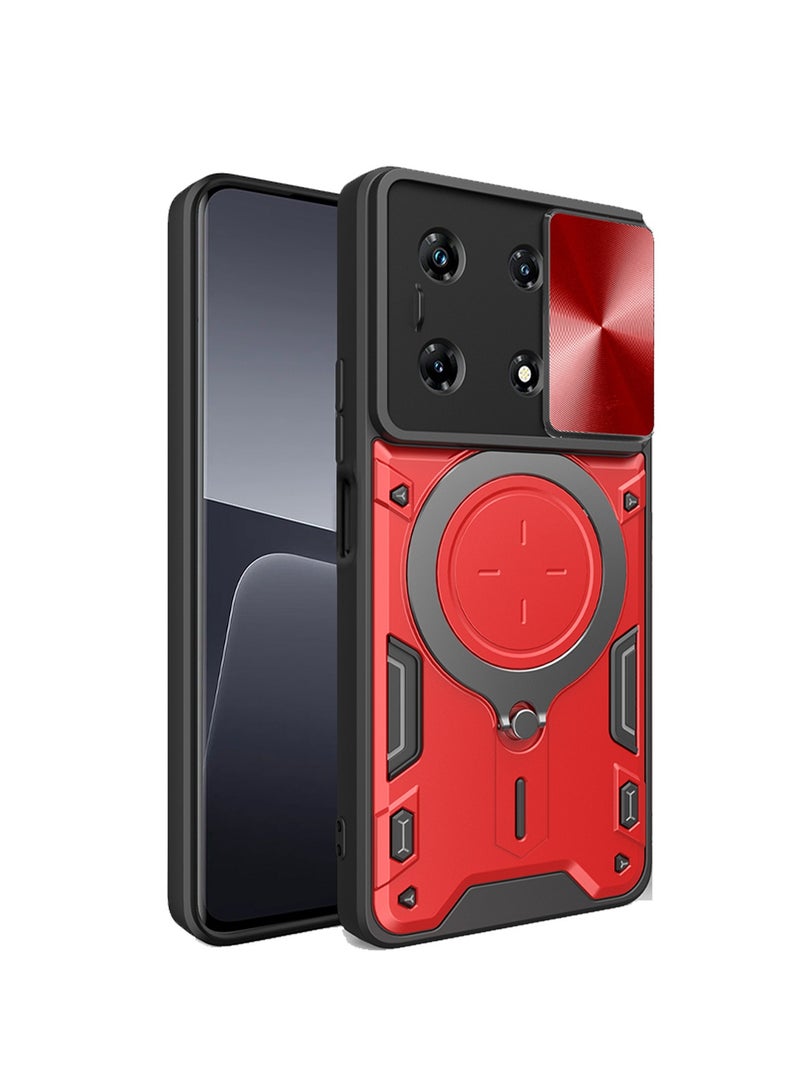 X-level Compatible with Infinix Note 30 Pro 4G Case with 360 Degree Rotatable Magnetic Ring Stand,[Compatible with Mag-Safe][Slide Camera Cover] Military Grade Heavy Duty Protective Case (Red) - Image 1