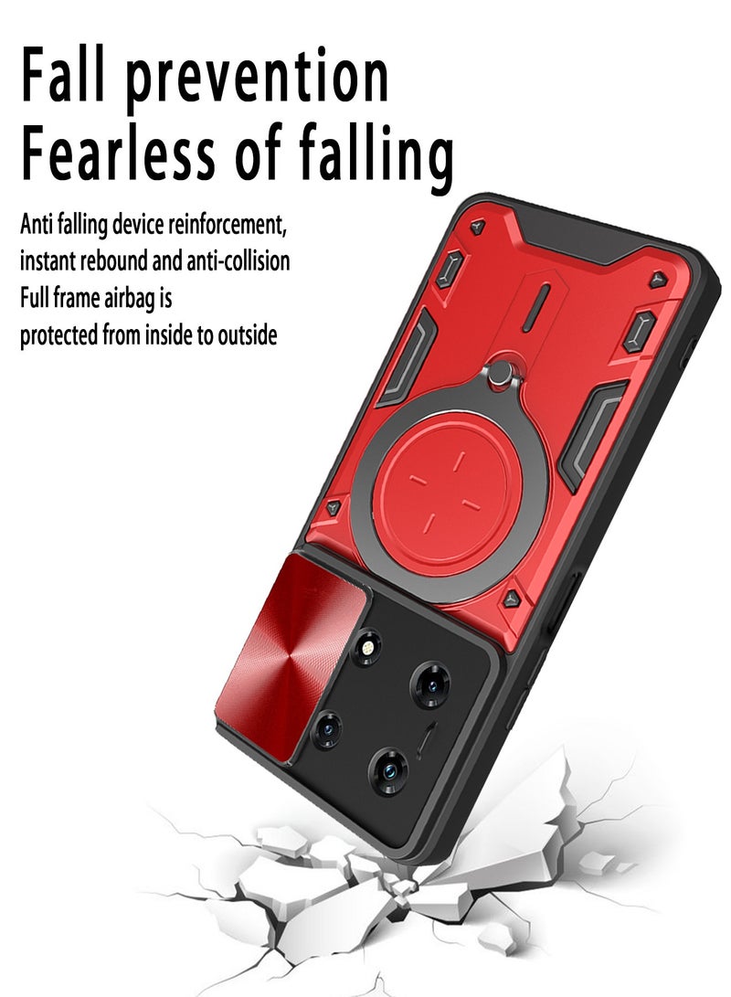 X-level Compatible with Infinix Note 30 Pro 4G Case with 360 Degree Rotatable Magnetic Ring Stand,[Compatible with Mag-Safe][Slide Camera Cover] Military Grade Heavy Duty Protective Case (Red) - Image 2