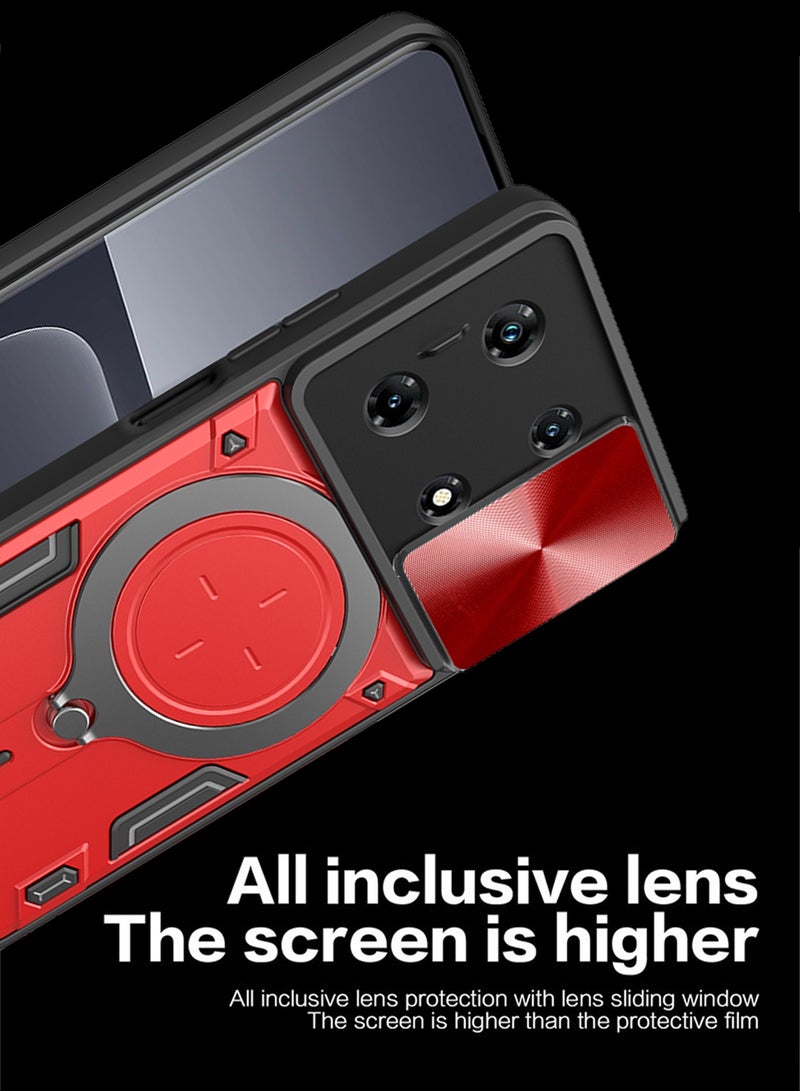 X-level Compatible with Infinix Note 30 Pro 4G Case with 360 Degree Rotatable Magnetic Ring Stand,[Compatible with Mag-Safe][Slide Camera Cover] Military Grade Heavy Duty Protective Case (Red) - Image 4