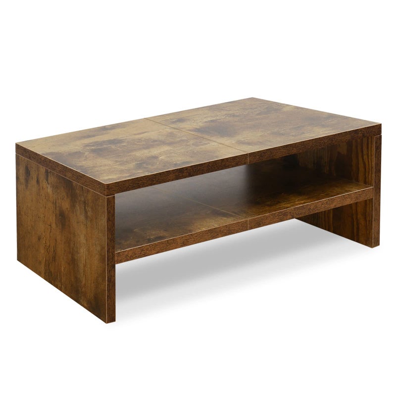 TEAMIX 2 Tier Wooden Monitor Riser Stand, Desktop Stand with storage for Laptop/PC/Printer/Keyboard, TV Stand Shelf Home Office Desk Accessories - Image 1