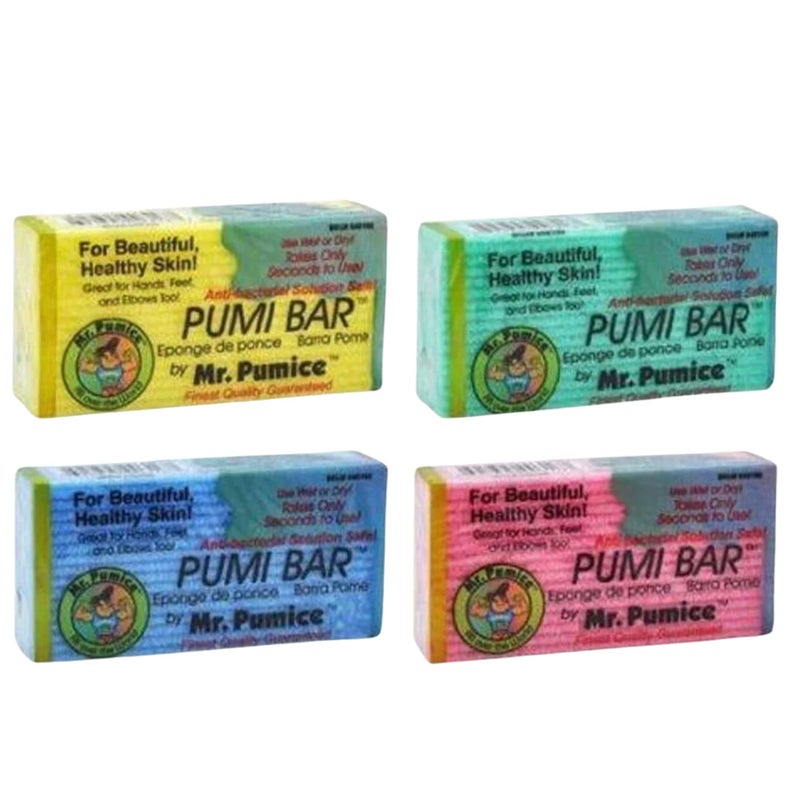 Mr. Pumice Callus Remover PUMI Bar: Pedicure Stone & Foot/Heel Scrubber - Medium Grit (Assorted Colors) 4 Pack - Image 1