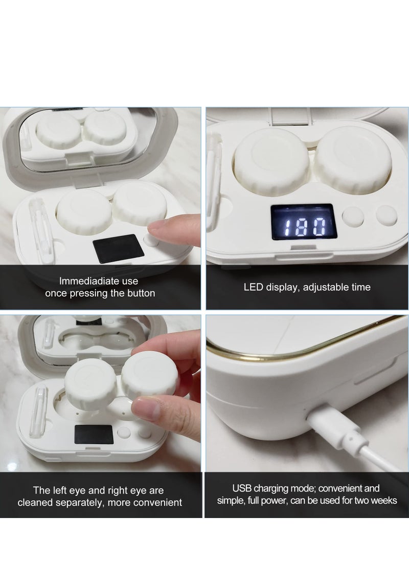Generic Contact Lens Cleaner Machine, Portable Ultrasonic Auto  Contact Lens Cleaner with USB Charger LED Display for Daily Care Fast Cleaning Soft and Hard Contact Lenses(White)  - Image 5