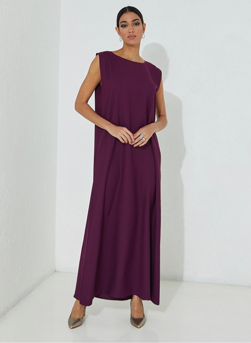 Rosette Abaya Sleeveless Column Dress 