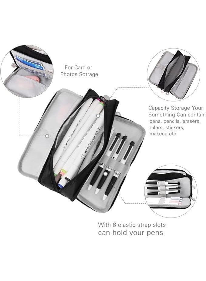سبيشال حافظة أقلام ذات سعة كبيرة، حافظة أقلام بثلاثة أقسام، مناسبة لحقائب القرطاسية للمراهقين في المدارس والأولاد والبنات، حقائب تخزين مريحة، حقائب تخزين للسفر في الهواء الطلق - Image 3