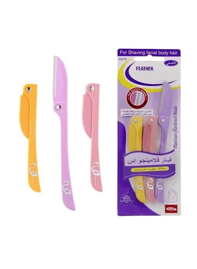 Feather 18-Piece security Ladies Razor For Facial And Body Hair (Pack 6 Of ) Yellow/Pink/Purple - Image 3