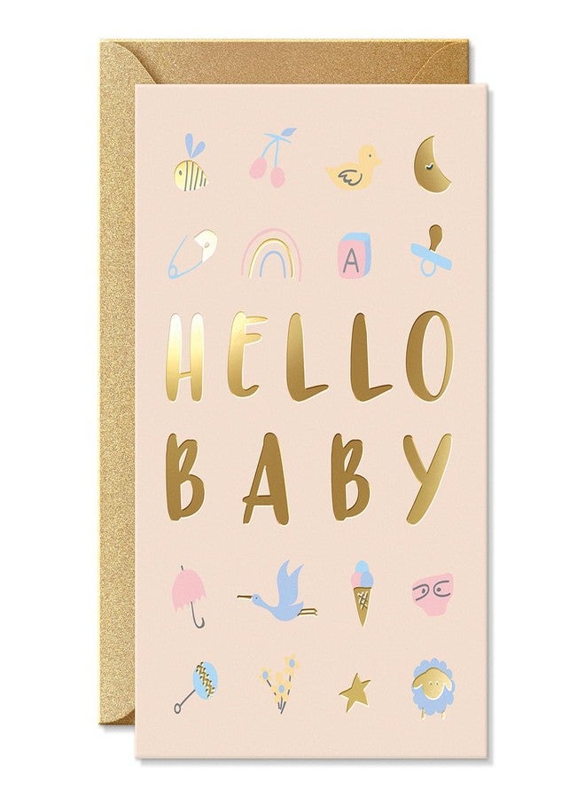 Sweetzer & Orange Baby Shower Card with Gold Foil – Gender Neutral Baby Shower Greeting for Boy or Girl – 5”x7” Congratulations Card with Envelope & Gold Sticker – 300gsm Cardstock - Image 1