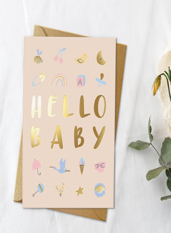 Sweetzer & Orange Baby Shower Card with Gold Foil – Gender Neutral Baby Shower Greeting for Boy or Girl – 5”x7” Congratulations Card with Envelope & Gold Sticker – 300gsm Cardstock - Image 4