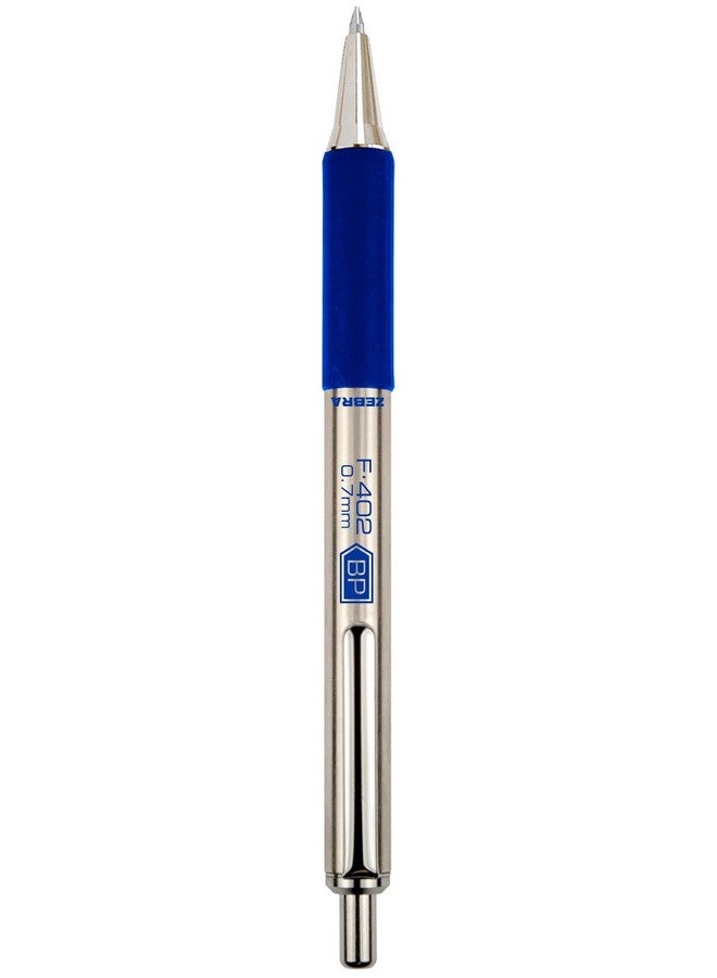 Zebra Pen F-402 Retractable Ballpoint Pen, Stainless Steel Barrel, Fine Point, 0.7mm, Blue Ink, 12-Pack - Image 2