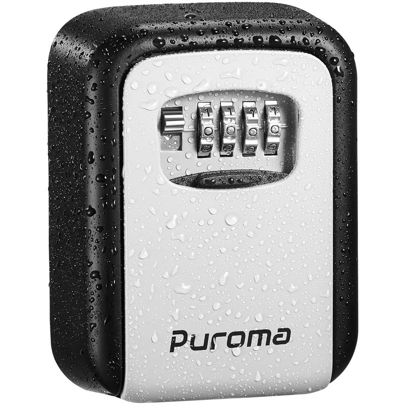 Puroma Puroma Security Key Lock Box 4Digit Combination Waterproof Lock Box Key Storage Lockbox Wall Mount 5 Key Large Capacity for House Key Special Car Key ID Card Black Gray  - Image 1