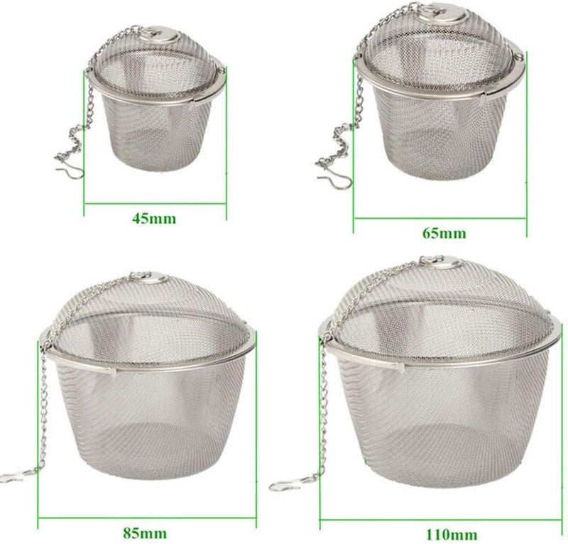 SHUO 4 Size Stainless Steel Tea Strainer Infuser Tea ball Locking Ball Tea Spice Mesh Herbal Ball Cooking tools With Chain - Image 3