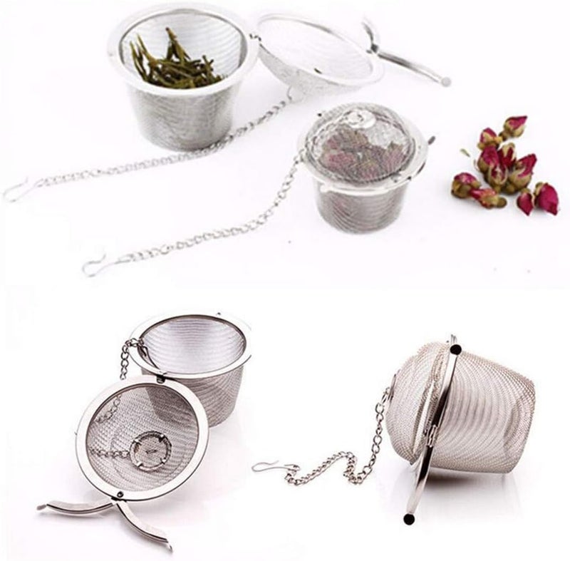 SHUO 4 Size Stainless Steel Tea Strainer Infuser Tea ball Locking Ball Tea Spice Mesh Herbal Ball Cooking tools With Chain - Image 4