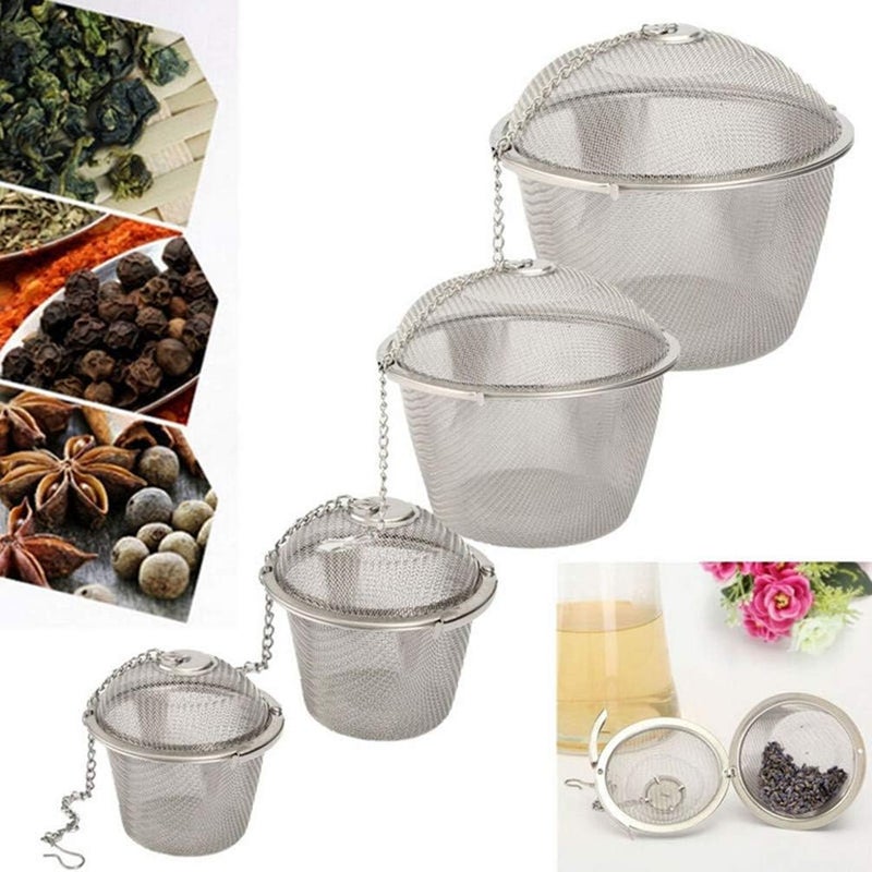SHUO 4 Size Stainless Steel Tea Strainer Infuser Tea ball Locking Ball Tea Spice Mesh Herbal Ball Cooking tools With Chain - Image 2