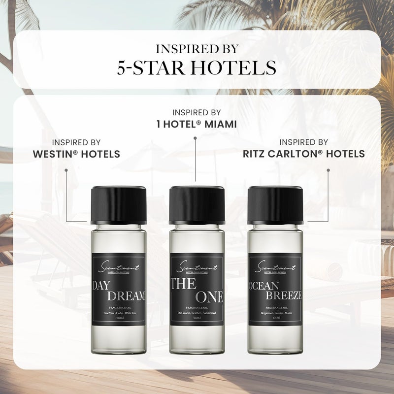 Scentiment Hotel Diffuser Oil | Aromatherapy Fragrances Inspired by 5-Star Hotels | Luxurious Scents with Notes of Cardamom, Tuscan Leather, and Sandalwood (20ml, Top 3 Scents) - Image 2