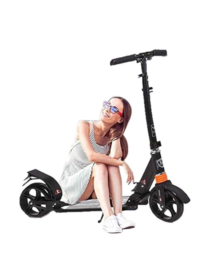 Kids/Adult Scooter with 3 Seconds Easy-Folding System, 220lb Folding Adjustable Scooter with/Without Disc Brake and 200mm Large Wheels (Black-Middle) black - Image 1
