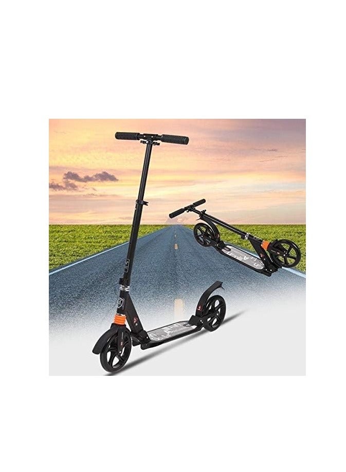 Kids/Adult Scooter with 3 Seconds Easy-Folding System, 220lb Folding Adjustable Scooter with/Without Disc Brake and 200mm Large Wheels (Black-Middle) black - Image 3