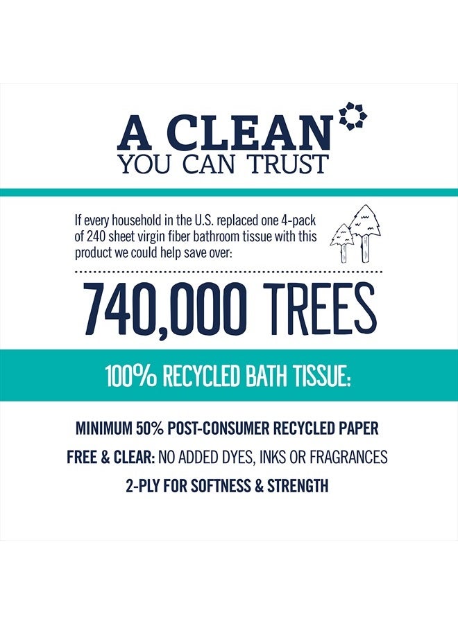 Bath Tissue Toilet Paper Chlorine Free 2 Ply Toilet Paper 100% Recycled Paper 4 Count (Pack of 1)