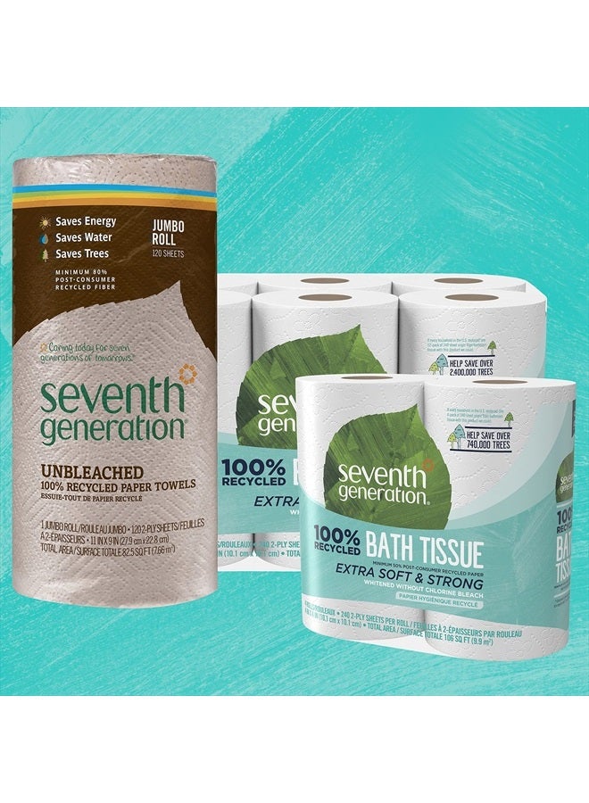 Bath Tissue Toilet Paper Chlorine Free 2 Ply Toilet Paper 100% Recycled Paper 4 Count (Pack of 1)