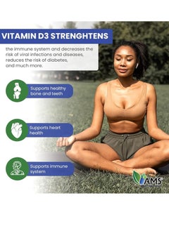 AMS Xtra D3 Vitamin D 10,000 IU (250 mcg) Cholecalciferol Supplement for Men & Women (60 Easy to Swallow Softgels)  - Image 4