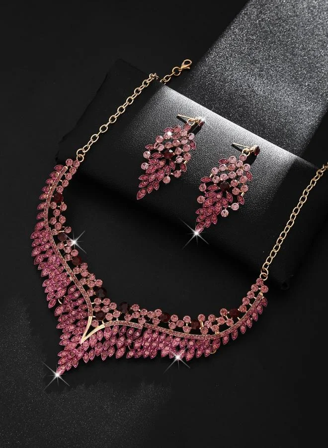 Take Two  2-Piece Embellished Rhinestone Necklace and Earrings Jewelry Set for Women | Best Price UAE