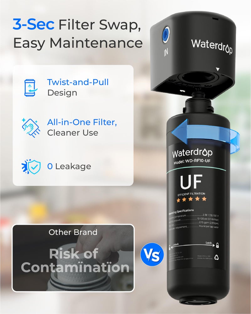 Waterdrop RF10-UF 0.01 Micron Replacement Filter Cartridge For 10UA/10UA-UF/10UB/10UB-UF Under Sink Water Filter, 11K Gallons High Capacityï¼ˆðð¨ð­ ðœð¨ð¦ð©ðšð­ð¢ð›ð¥ðž ð°ð¢ð­ð¡ ð“ð’ð€-ð”ð…) - Image 5