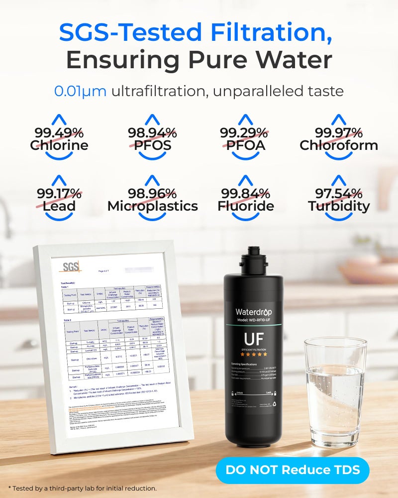 Waterdrop RF10-UF 0.01 Micron Replacement Filter Cartridge For 10UA/10UA-UF/10UB/10UB-UF Under Sink Water Filter, 11K Gallons High Capacityï¼ˆðð¨ð­ ðœð¨ð¦ð©ðšð­ð¢ð›ð¥ðž ð°ð¢ð­ð¡ ð“ð’ð€-ð”ð…) - Image 3