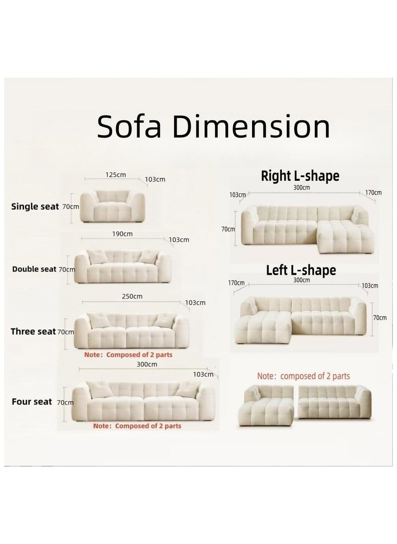 A to Z Furniture - Overstuffed Multifunction Cloud Shaped Boucle Fabric Sofa Set in White Color 3 + 2 Seater + Ottoman - Image 1
