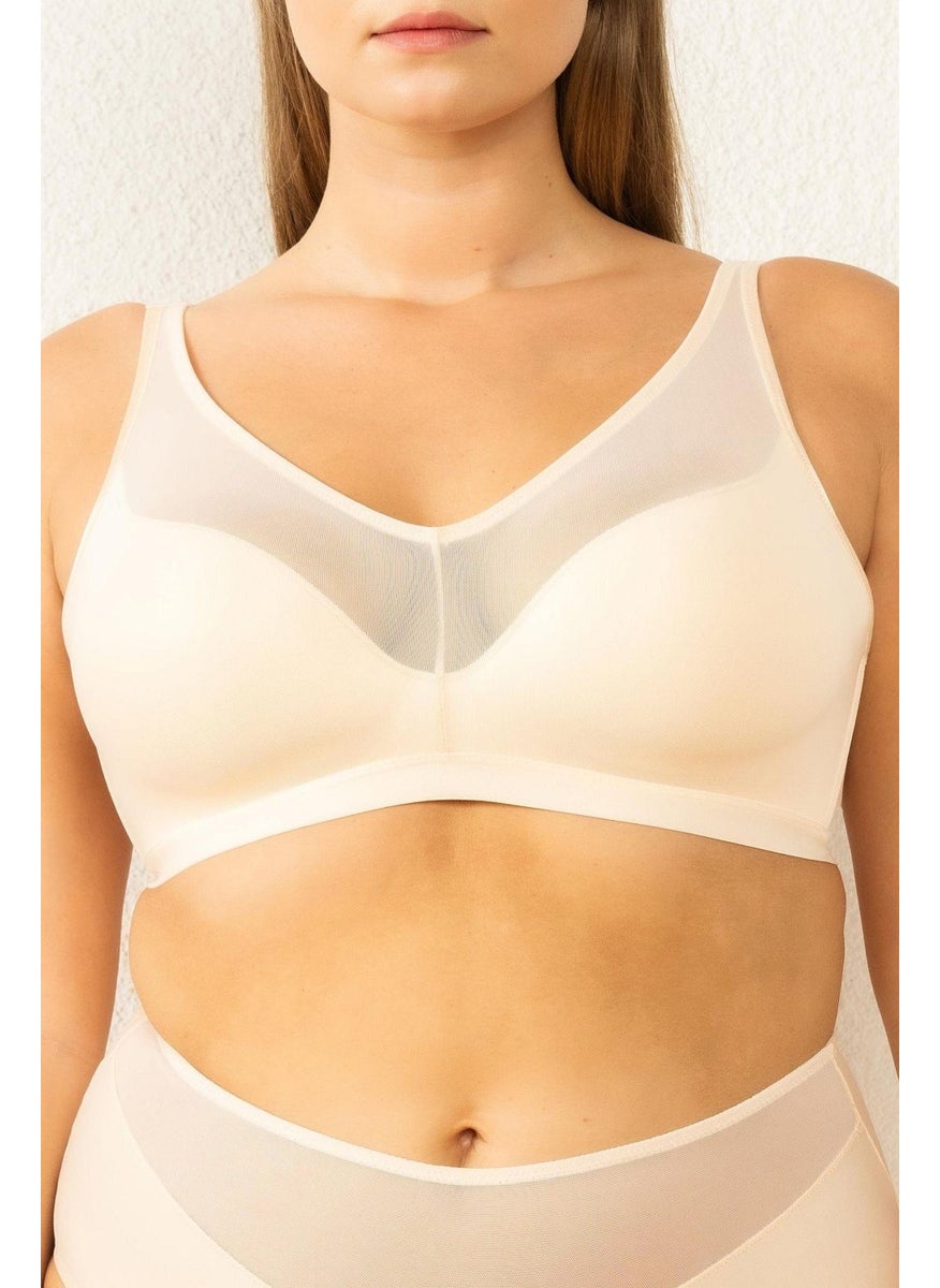 Magic Form 4636 Women's Tulle Detailed Non-wired Minimizing Bra-Ten  - Image 1