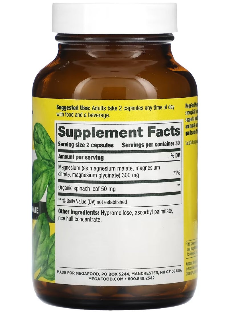 MegaFood - Magnesium, Glycinate, Malate, Citrate, 300 mg, 60 Capsules - Image 1