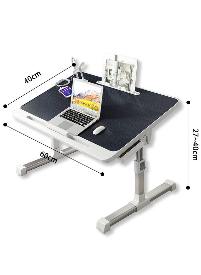 Laptop Desk for Bed, Adjustable Laptop Bed Tray Table, Portable Lap Desks with USB Cooling Fan and Foldable Legs, Computer Tray Laptop Stand for Sofa Couch Floor (black)