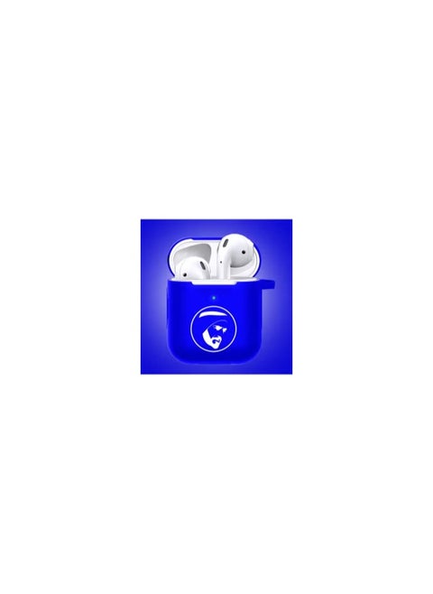 Airpods 1 and 2 Shockproof Case Silicone Cover with Keychain Compatible with Apple Airpods 1st and 2nd Generation Sheikh Zayed Print Blue