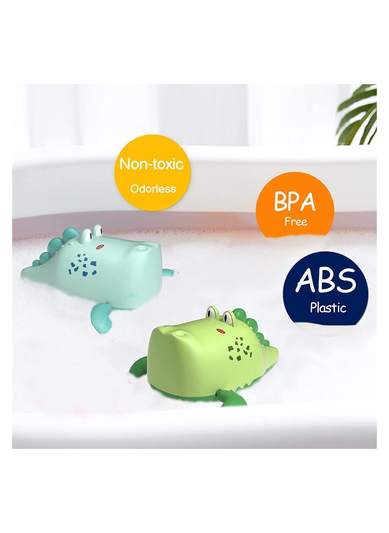 Excefore - Baby Bath Toys Floating Wind-up Gator Swimming Pool Games Water Play Gift for Bathtub Shower Beach Infant Kids Age 3 4 5 6 Years Old Cartoon Big Crocodile Wind-up Bathroom Swimming Toy (2PCS) - Image 1