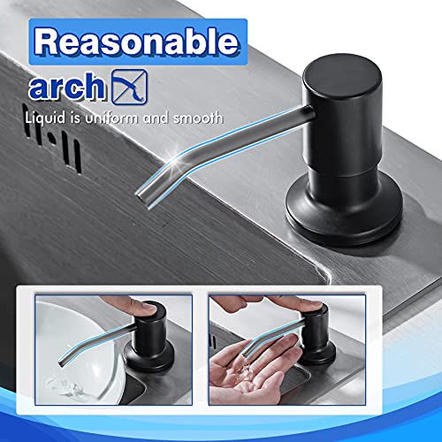 WEWE Built in Soap Dispenser for Kitchen Sink WEWE, Stainless Steel Matte Black in Counter soap Dispenser Refill from the Top 10oz Large Liquid Bottle - Image 2