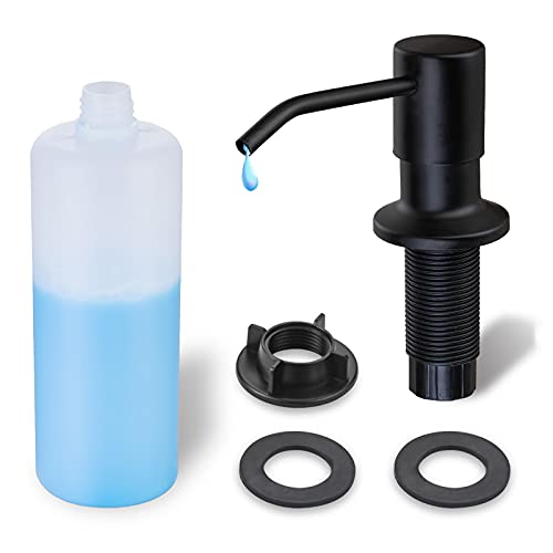 WEWE Built in Soap Dispenser for Kitchen Sink WEWE, Stainless Steel Matte Black in Counter soap Dispenser Refill from the Top 10oz Large Liquid Bottle - Image 1
