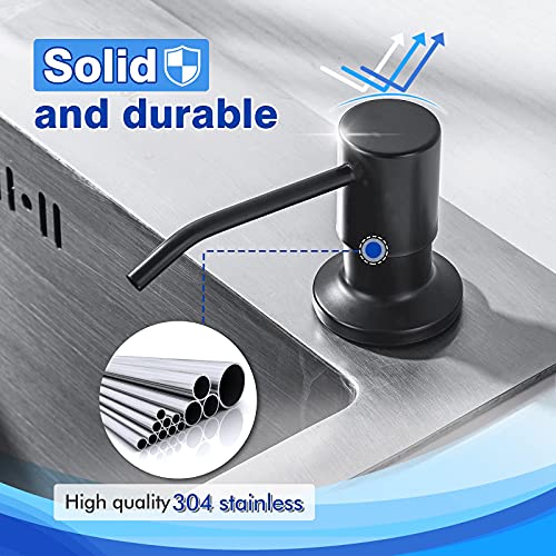 WEWE Built in Soap Dispenser for Kitchen Sink WEWE, Stainless Steel Matte Black in Counter soap Dispenser Refill from the Top 10oz Large Liquid Bottle - Image 5