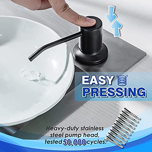 WEWE Built in Soap Dispenser for Kitchen Sink WEWE, Stainless Steel Matte Black in Counter soap Dispenser Refill from the Top 10oz Large Liquid Bottle - Image 4