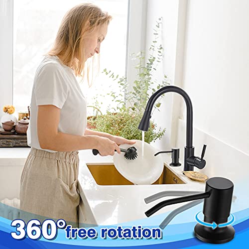WEWE Built in Soap Dispenser for Kitchen Sink WEWE, Stainless Steel Matte Black in Counter soap Dispenser Refill from the Top 10oz Large Liquid Bottle - Image 3