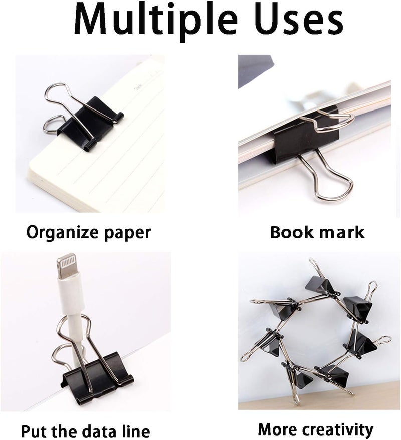 COLOGO Binder Clips Paper Clamps Assorted Sizes 200 Count (Black), Jumbo, Large, Medium, Small, Mini and Micro,6 Sizes with Box for Office, School and Home - Image 5