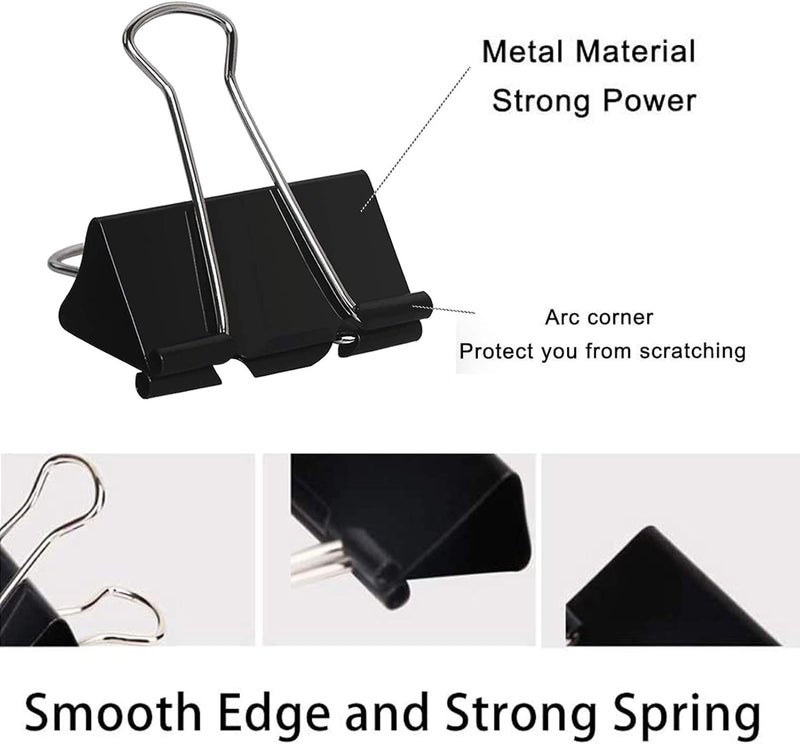 COLOGO Binder Clips Paper Clamps Assorted Sizes 200 Count (Black), Jumbo, Large, Medium, Small, Mini and Micro,6 Sizes with Box for Office, School and Home - Image 2