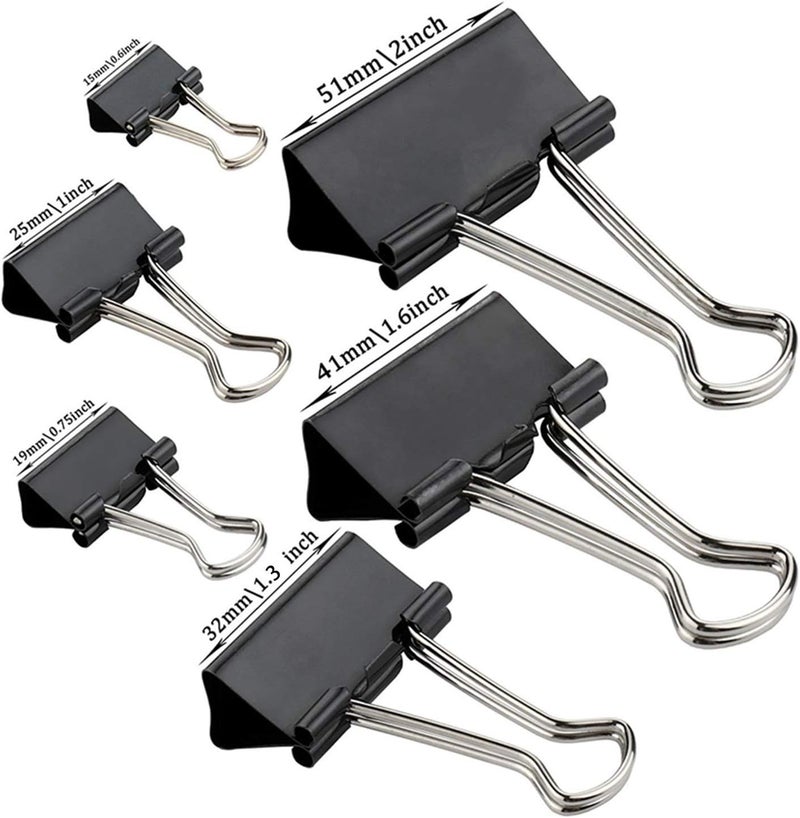 COLOGO Binder Clips Paper Clamps Assorted Sizes 200 Count (Black), Jumbo, Large, Medium, Small, Mini and Micro,6 Sizes with Box for Office, School and Home - Image 3
