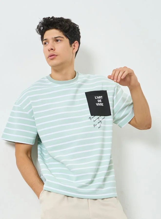 Styli Men Striped Oversized T-Shirt