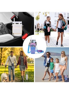 CMGTYYD Water Bottle Carrier Bag for Stanley 40 Oz Tumbler, Water Bottle Holder with Shoulder Strap and Phone Pocket, Stanley Accessories for Walking Hiking Travelling, Gradient Purple  - Image 3